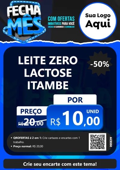 Modelo de Cartaz para Cartaz A4 Vertical com o tema Fecha Mês para Frios e Laticínios