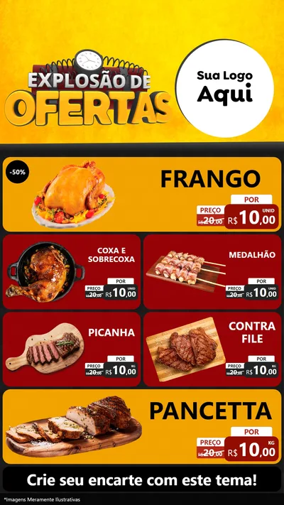 Modelo de TV para TV Vertical com o tema Explosão de Ofertas para Assados