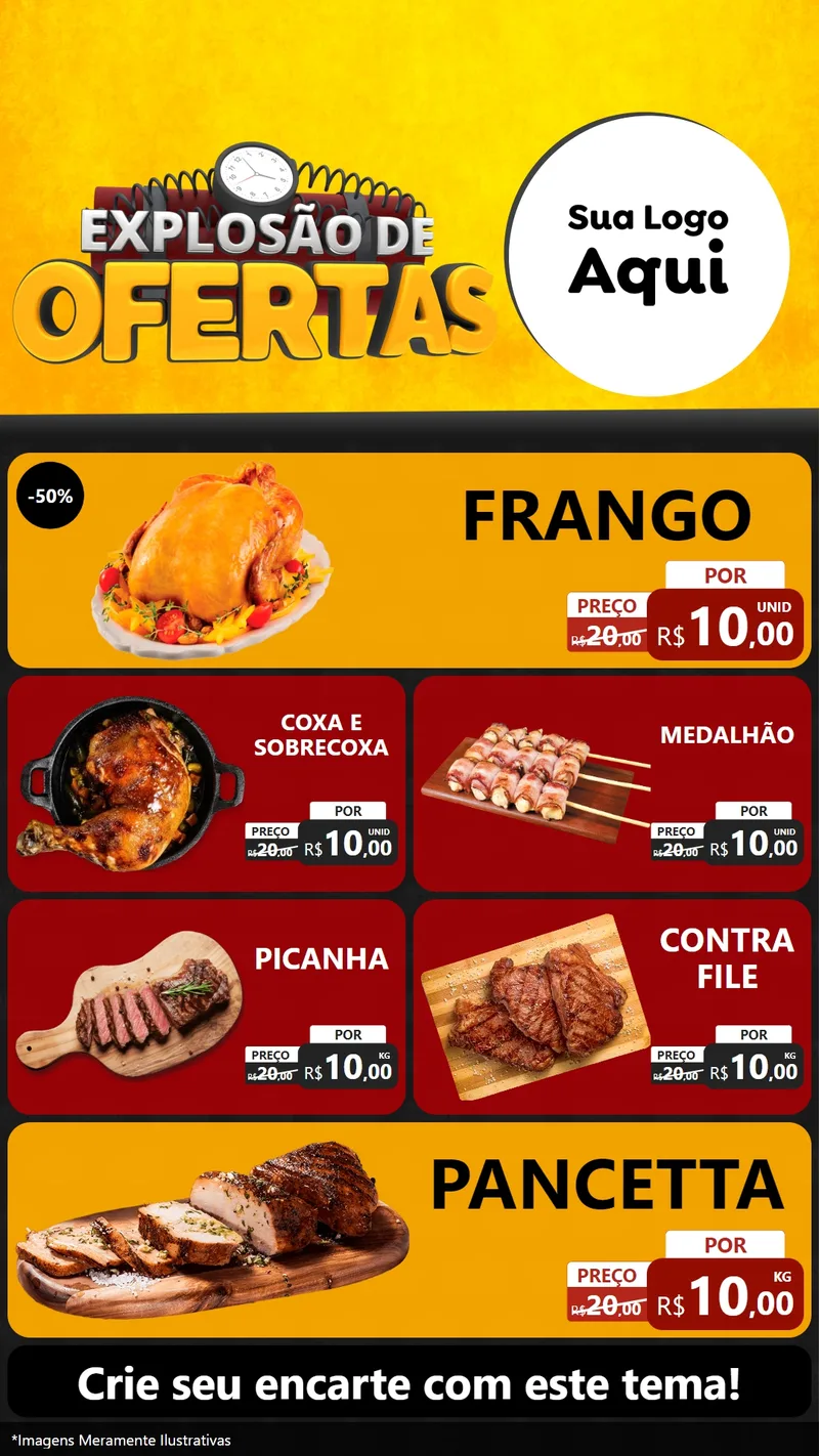 Modelo de TV para TV Vertical com o tema Explosão de Ofertas para Assados