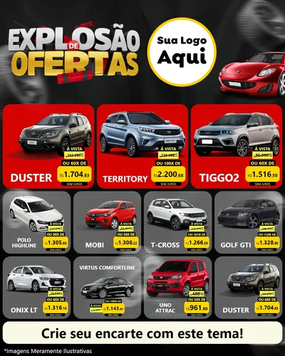Modelo de Rede Social para Feed Instagram com o tema Explosão de Ofertas para Concessionaria de Carros