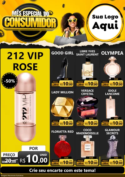 Modelo de Encarte para Encarte A4 Vertical com o tema Mês Especial do Consumidor para Perfumes