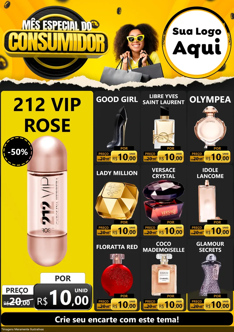 Modelo de Encarte para Encarte A4 Vertical com o tema Mês Especial do Consumidor para Perfumes