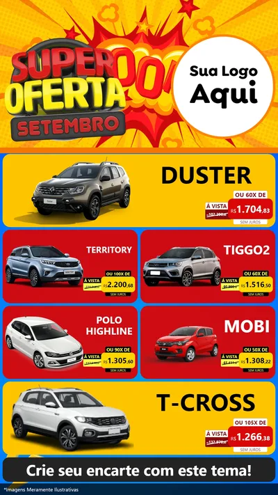 Modelo de TV para TV Vertical com o tema Super Oferta Setembro para Concessionaria de Carros