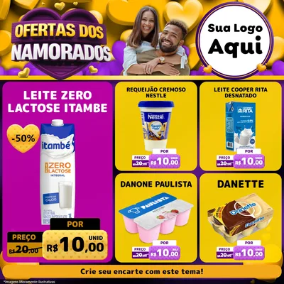 Modelo de Rede Social para Feed Facebook com o tema Oferta Dos Namorados para Frios e Laticínios