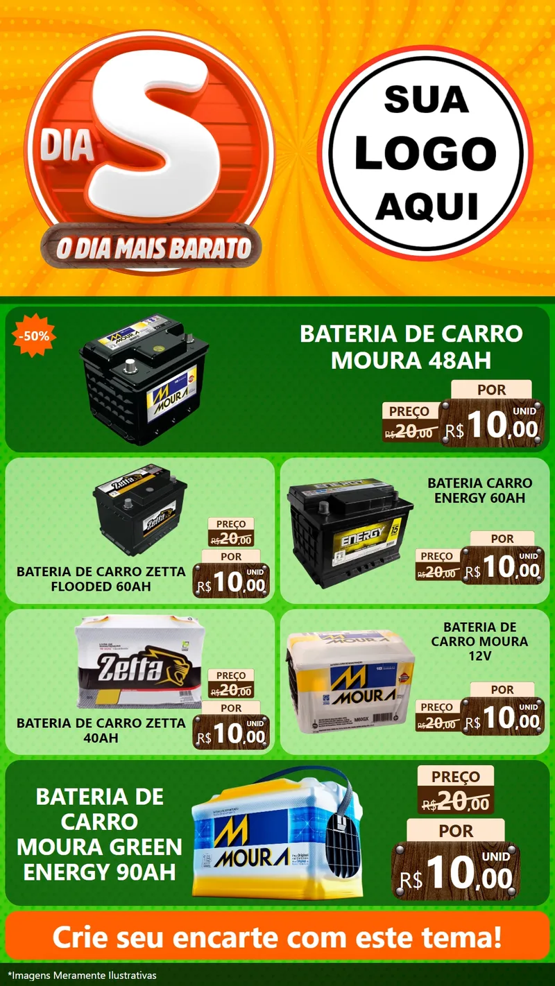 Modelo de TV para TV Vertical com o tema Dia S - O Dia Mais Barato para Baterias Elétricas