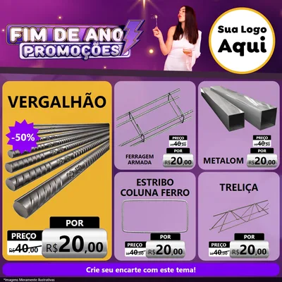 Modelo de Rede Social para Feed Facebook com o tema Fim de Ano Promoções para Ferragens