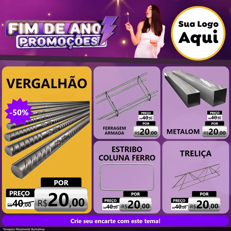 Modelo de Rede Social para Feed Facebook com o tema Fim de Ano Promoções para Ferragens