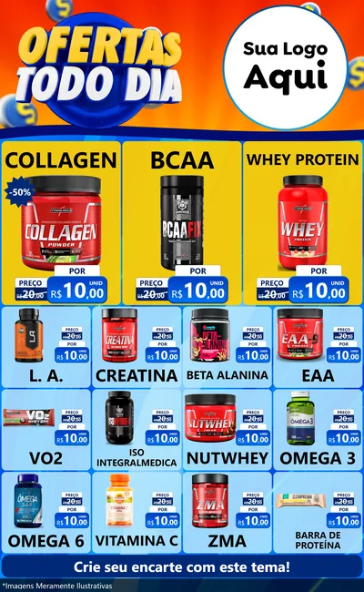 Modelo de Encarte para Encarte Grande com o tema Ofertas Todo Dia para Suplementos alimentares