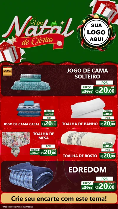 Modelo de TV para TV Vertical com o tema Um Natal de Ofertas para Cama, Mesa e Banho