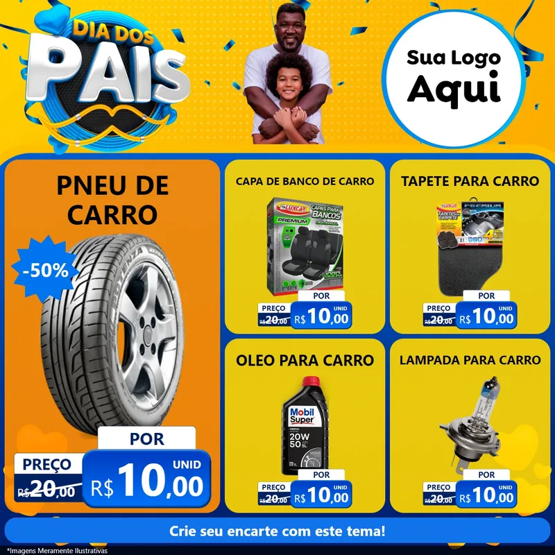 Modelo de Rede Social para Feed Facebook com o tema Dia dos Pais para Auto peças