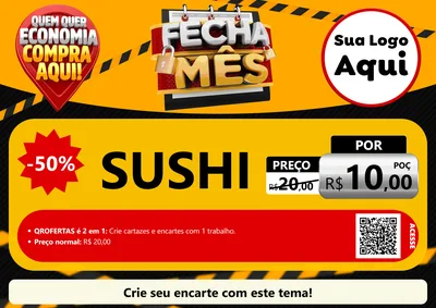 Modelo de Cartaz para Cartaz A4 Horizontal com o tema Fecha Mês para Comida japonesa