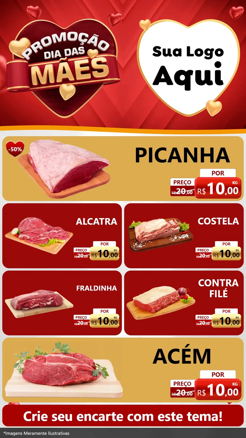 Modelo de TV para TV Vertical com o tema Promoção Dia das Mães para Açougue