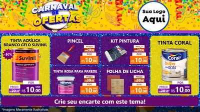Modelo de TV para TV Horizontal com o tema Carnaval de Ofertas para Tintas e Ferramentas