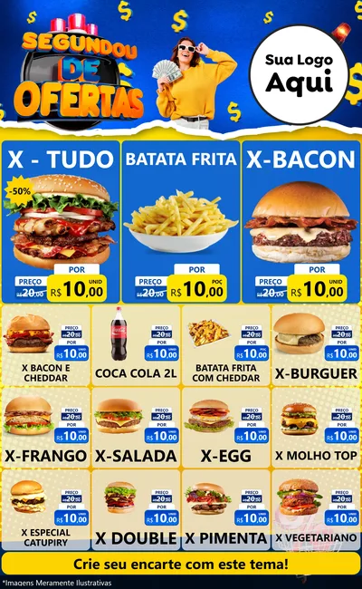 Modelo de Encarte para Encarte Grande com o tema Segundou de Ofertas para Hamburgueria