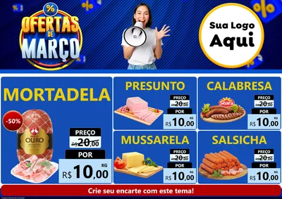 Modelo de Encarte para Encarte A4 Horizontal com o tema Ofertas de Março para Frios e Laticínios