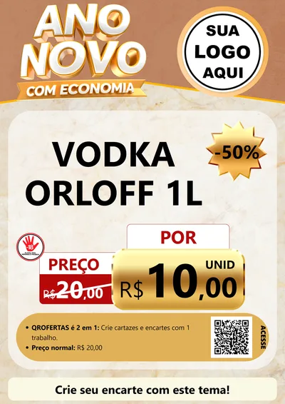 Modelo de Cartaz para Cartaz A4 Vertical com o tema Ano Novo Com Economia para Distribuidora de bebidas