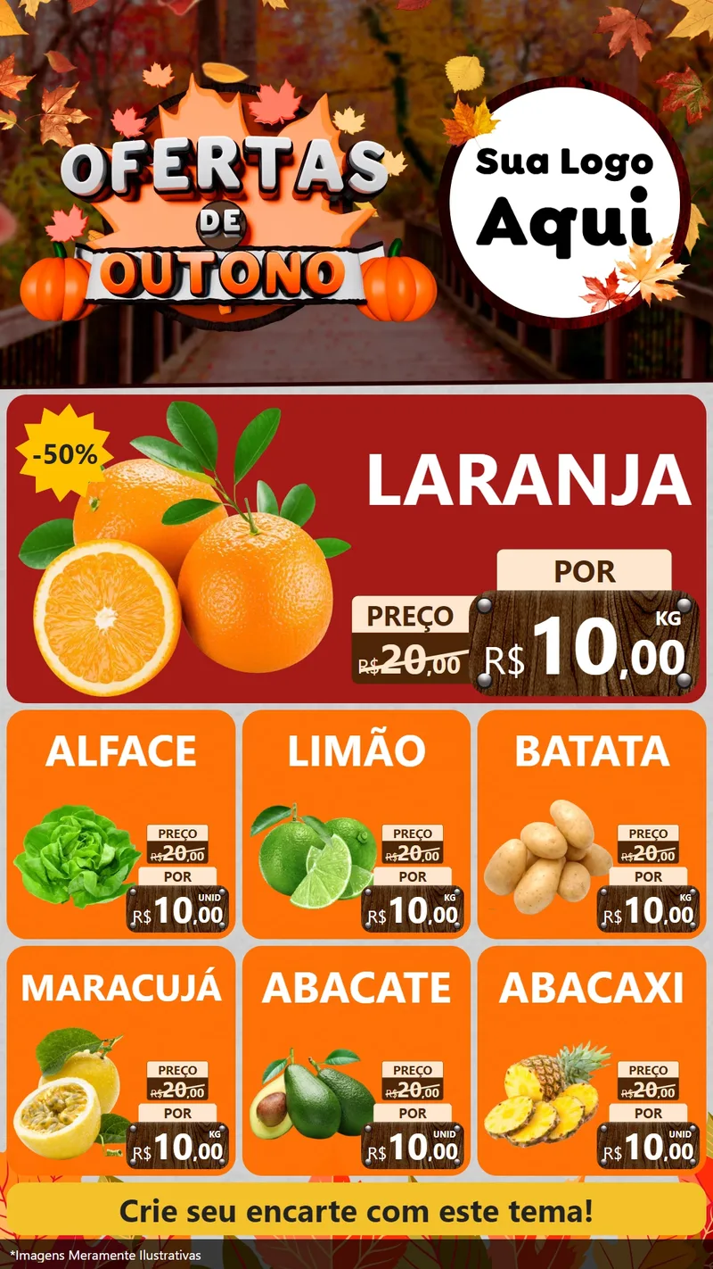 Modelo de Rede Social para Stories com o tema Ofertas de Outono para Hortifrúti