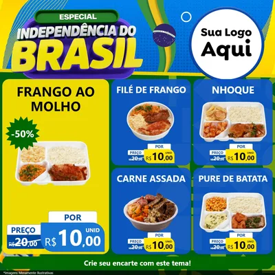 Modelo de Rede Social para Feed Facebook com o tema Especial Independência do Brasil para Restaurante