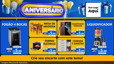 Modelo de TV para TV Horizontal com o tema Aniversário para Móveis e Eletro