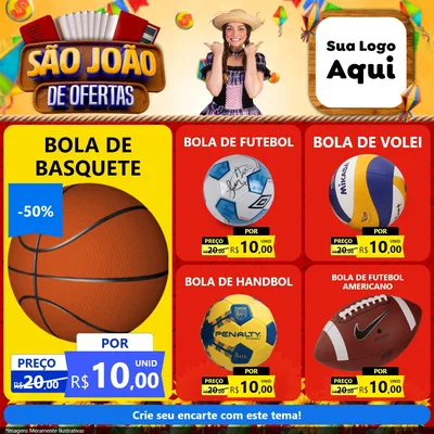 Modelo de Rede Social para Feed Facebook com o tema São João de Ofertas para Artigos Esportivos
