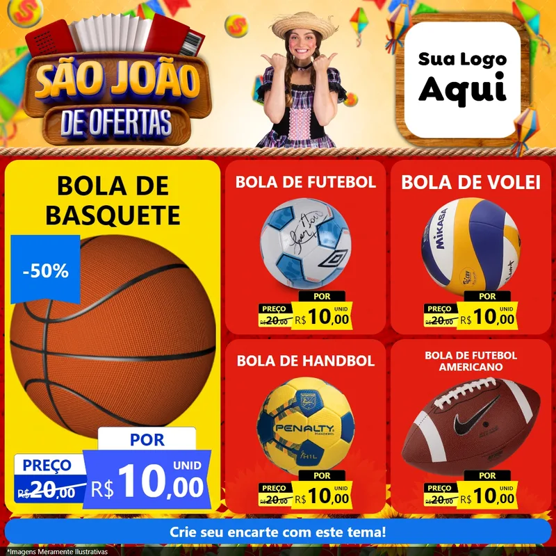 Modelo de Rede Social para Feed Facebook com o tema São João de Ofertas para Artigos Esportivos