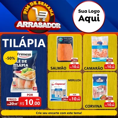 Modelo de Rede Social para Feed Facebook com o tema Fim De Semana Arrasador para Peixaria