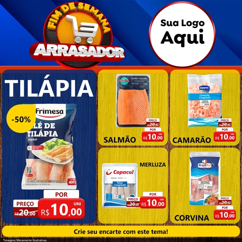 Modelo de Rede Social para Feed Facebook com o tema Fim De Semana Arrasador para Peixaria