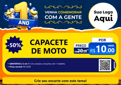 Modelo de Cartaz para Cartaz A4 Horizontal com o tema Um Ano de Aniversário para Moto peças