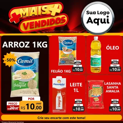 Modelo de Rede Social para Feed Facebook com o tema Mais Vendidos para Supermercado