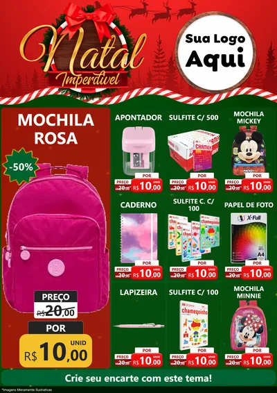 Modelo de Encarte para Encarte A4 Vertical com o tema Natal Imperdível para Papelaria