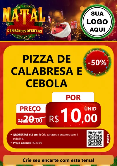 Modelo de Cartaz para Cartaz A4 Vertical com o tema Natal de Grandes Ofertas para Pizzaria