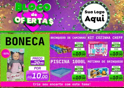 Modelo de Encarte para Encarte A4 Horizontal com o tema Bloco de Ofertas para Brinquedos