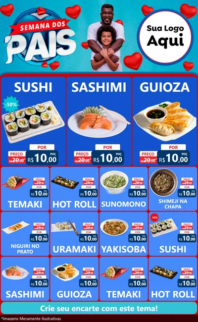 Modelo de Encarte para Encarte Grande com o tema Semana Dos Pais para Comida japonesa