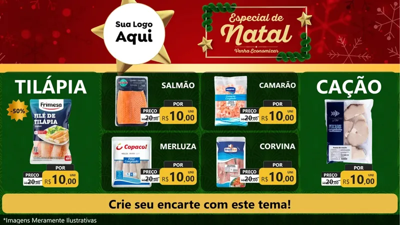 Modelo de TV para TV Horizontal com o tema Especial de Natal para Peixaria