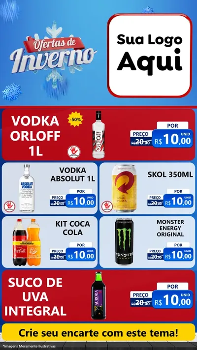 Modelo de TV para TV Vertical com o tema Ofertas de Inverno para Distribuidora de bebidas