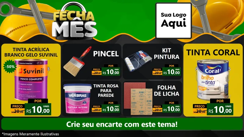 Modelo de TV para TV Horizontal com o tema Fecha Mês para Tintas e Ferramentas