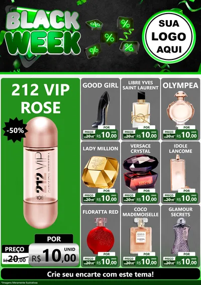 Modelo de Encarte para Encarte A4 Vertical com o tema Black Week para Perfumes