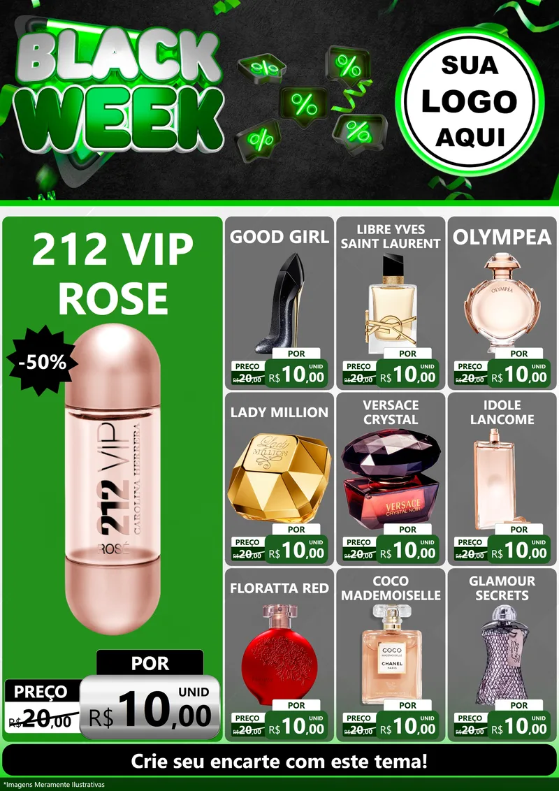 Modelo de Encarte para Encarte A4 Vertical com o tema Black Week para Perfumes