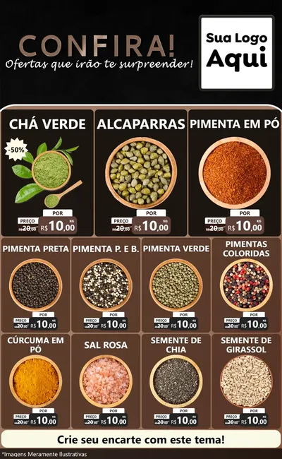 Modelo de Encarte para Encarte Grande com o tema Confira! Ofertas que irão te surpreender! para Produtos Naturais