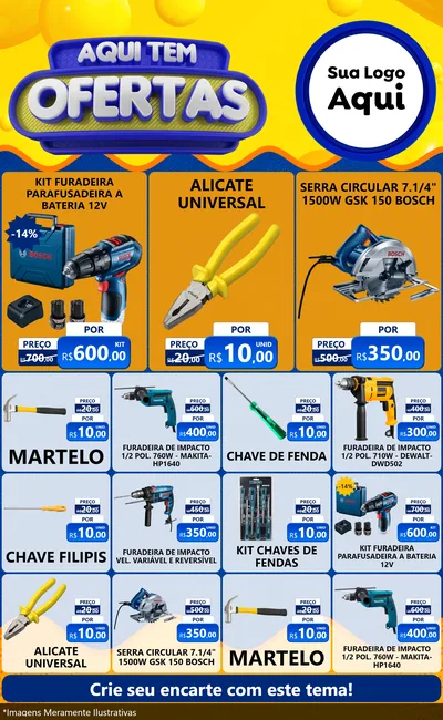 Modelo de Encarte para Encarte Grande com o tema Aqui Tem Ofertas para Maquinas e Ferramentas