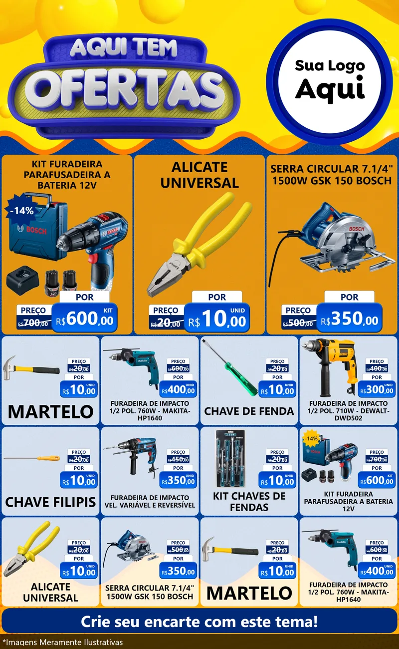Modelo de Encarte para Encarte Grande com o tema Aqui Tem Ofertas para Maquinas e Ferramentas