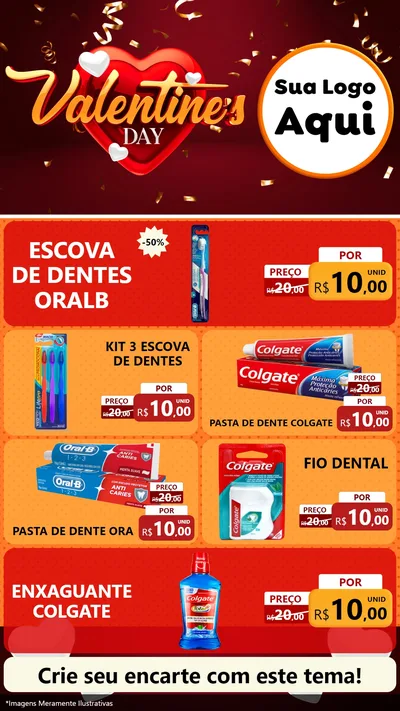 Modelo de TV para TV Vertical com o tema Valentine's Day para Higiene Pessoal