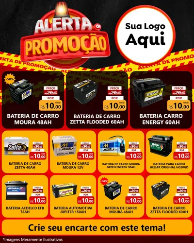 Modelo de Rede Social para Feed Instagram com o tema Alerta de Promoção para Baterias Elétricas