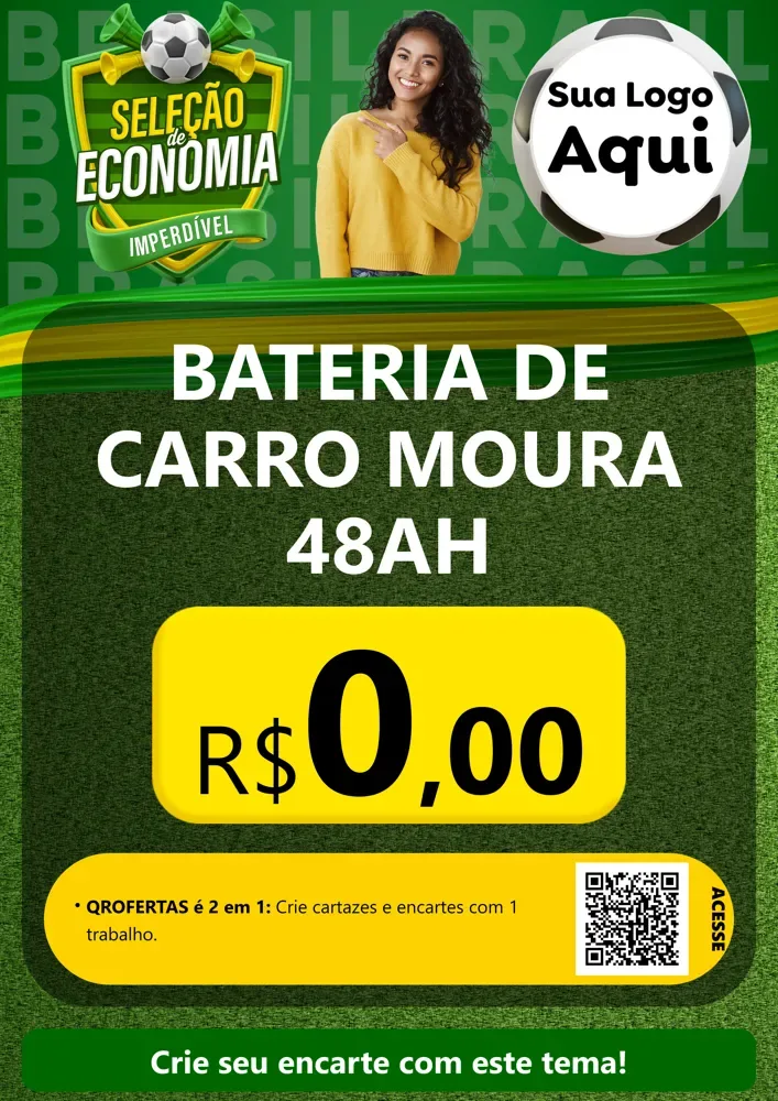 Modelo de Cartaz para Cartaz A4 Vertical com o tema Seleção de Economia - Copa para Baterias Elétricas