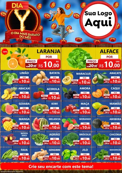 Modelo de Encarte para Encarte A4 Vertical com o tema Dia Y - O Dia Mais Barato Do Mês para Hortifrúti