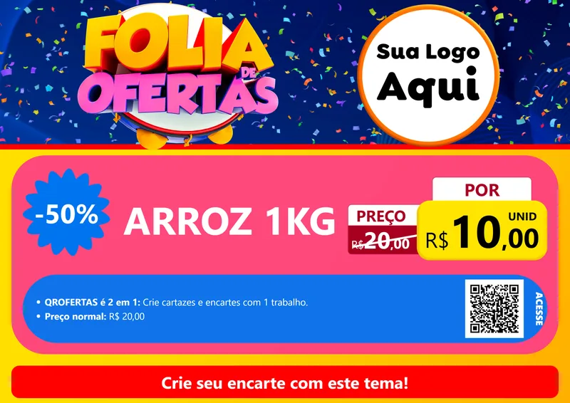 Modelo de Cartaz para Cartaz A4 Horizontal com o tema Folia de Ofertas para Supermercado