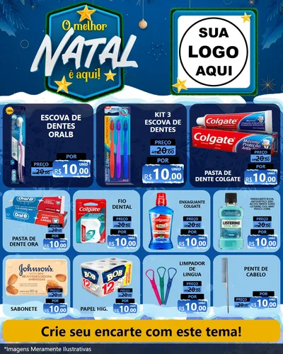 Modelo de Rede Social para Feed Instagram com o tema O Melhor Natal É Aqui! para Higiene Pessoal