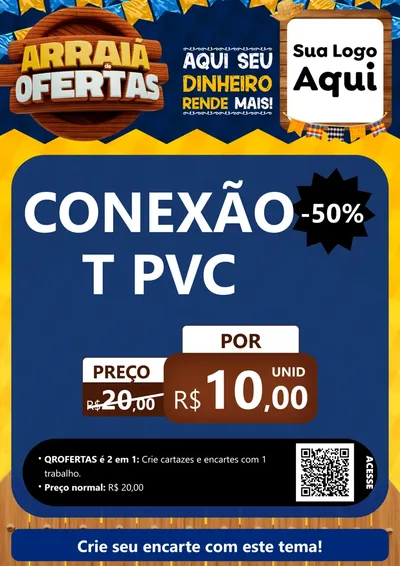 Modelo de Cartaz para Cartaz A4 Vertical com o tema Arraiá de Ofertas - Junina para Tubos e conexões