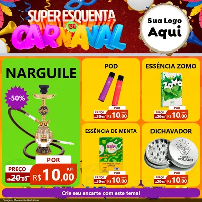 Modelo de Rede Social para Feed Facebook com o tema Super Esquenta de Carnaval para Tabacaria