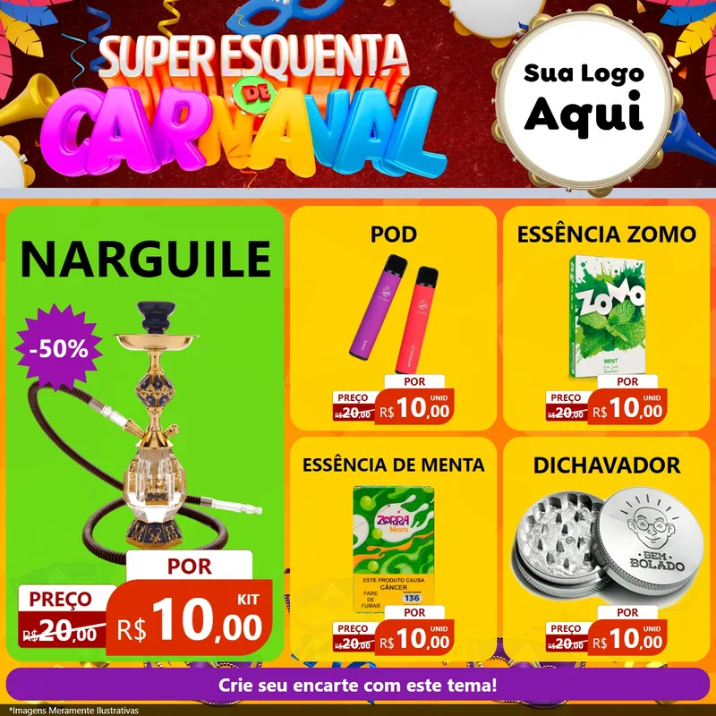 Modelo de Rede Social para Feed Facebook com o tema Super Esquenta de Carnaval para Tabacaria